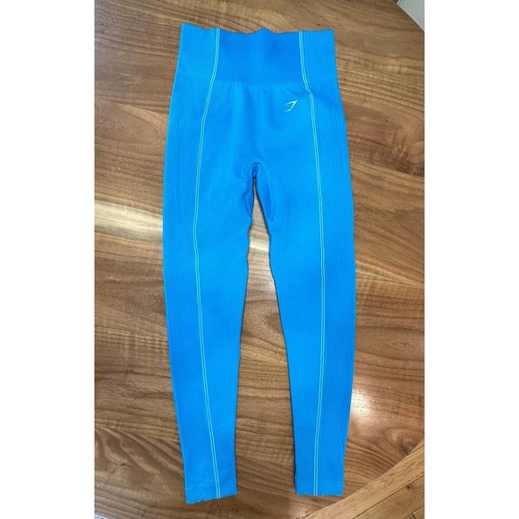 GYMSHARK ULTRA Seamless Blue Leggings Women’s Medium - Picture 1 of 9